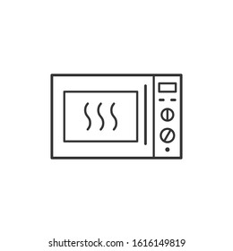 Microwave oven line icon. Kitchen household appliances editable stroke outline vector symbol. Microwave linear sign isolated on white background