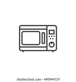 microwave oven line icon, outline vector sign, linear pictogram isolated on white. logo illustration