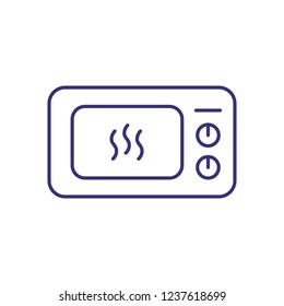 Microwave oven line icon. Timer, electric device, ready-to-cook food. Home appliances concept. Can be used for topics like cooking, kitchen, electronics