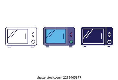 Microwave oven line and solid illustration icon