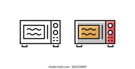 Microwave oven - linear icon. Kitchen household. Simple line vector symbol.