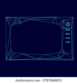 Microwave oven low poly triangulation triangulated polygonal electric cyan blue vibrant aqua neon color vector illustration image outline contour line style