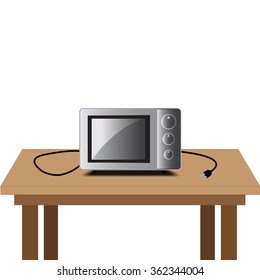 microwave oven on the table illustration