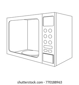 Microwave oven. Outline drawing. Vector illustration isolated on white background