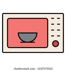 Microwave oven in Pot Stove vector kitchen appliance Icon design 