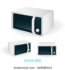 Microwave oven. Realistic microwave oven illustrations isolated on white background. Part of set.
