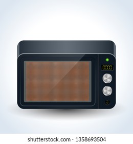 Microwave oven realistic vector icon