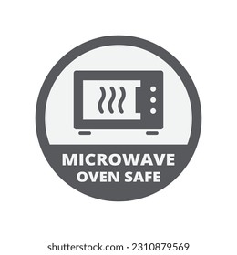 Microwave oven safe circle vector label. Sticker for pots, pans and dishes.