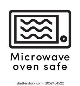 Microwave oven safe icon vector line style with dish information sign for cooking, suitability of plastic utensils for safe heating. Vector 10 eps