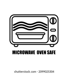 Microwave oven safe inscriptions isolated on white background. Icon warning for cookware in ink style. Vector illustration design.