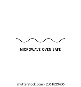 Microwave oven safe vector outline icon. Wave Cooking line logo.  Reheat meal  kitchen pictogram. Instructions for packaging food products. Isolated elements.