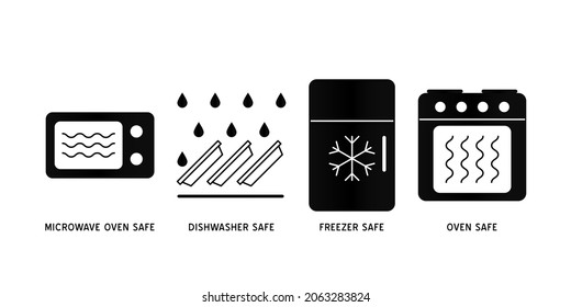 Microwave oven safe vector outline icon. Wave Cooking line logo.  Reheat meal  kitchen pictogram. Instructions for packaging food products. Isolated elements.