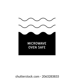 Microwave oven safe vector outline icon. Wave Cooking line logo.  Reheat meal  kitchen pictogram. Instructions for packaging food products. Isolated elements.
