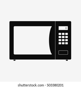 Microwave oven silhouette icon, vector stock illustration. Flat design