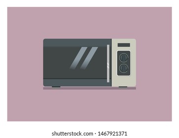 Microwave oven simple flat illustration.