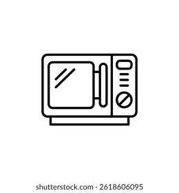 Micro-ondas forno simples line art para representação de aparelhos de cozinha