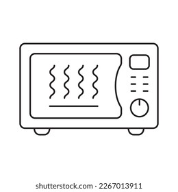 Icono de línea delgada del horno microondas. Icono de dispositivo de cocina. Icono simple de horno microondas para plantillas, diseño web e infografías.