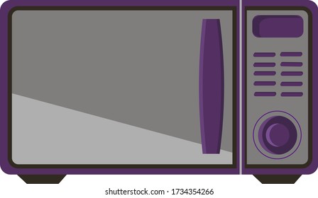 Microwave oven with timer, selection knob. A household appliance for heating and thawing food, for cooking, with a timer and buttons.