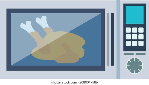 microwave oven vector chicken cooker chicken in the oven
