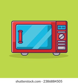 Microwave Oven Vector Icon Illustration. Microwave Oven Icon Concept. Flat Cartoon Style Suitable for Web Landing Page, Banner, Flyer, Sticker, Card, Background