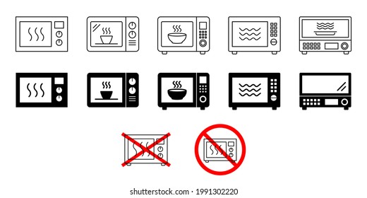 Microwave, microwave oven vector illustration icon design material black and white