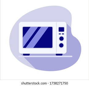 Microwave oven vector. White microwave isolated on violet background. Flat design vector illustration