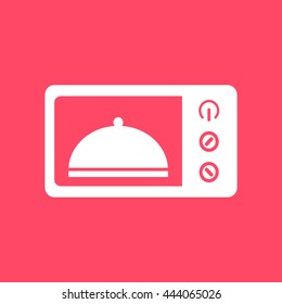 Microwave Oven white icon on magenta color background. Eps-10.