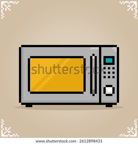microwave ovens in 8 bit pixel art for game assets or cross stitch patterns