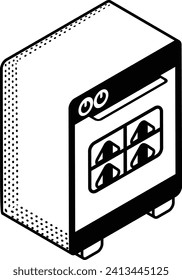 Microwave Professional Baking oven isometric concept, autoclave Convection cooker Hand drawn vector, Bakery and Baked Good drawings, food preparation and Kitchen Utensil Sketch Culinary Doodle stock