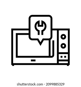 Mikrowellenreparaturlinie Icon Vektor. Mikrowellenreparaturzeichen. isoliertes Kontursymbol