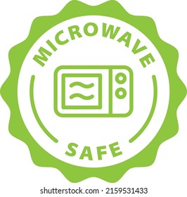 Microwave Safe Green Stamp Outline Badge Icon Label Isolated Rounded Vector On Transparent Background