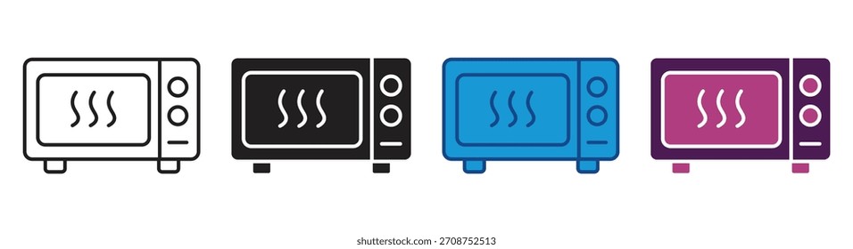 ícone Micro-ondas seguro conjunto Coleção com vários estilos, ilustração vetorial.
