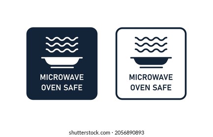 Microwave safe line icon set. Vector