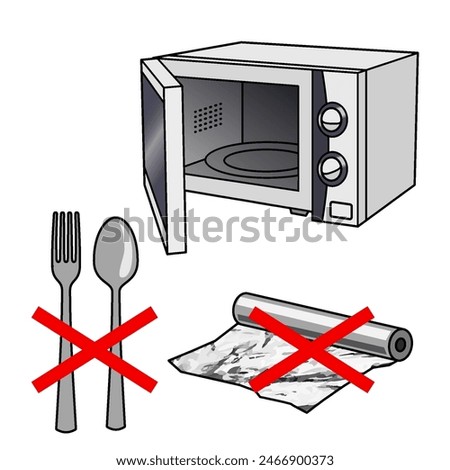 Microwave safety: do not place metal utensils or foil inside - concept of proper microwave use.