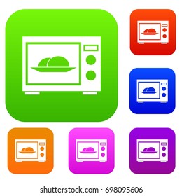 Microwave set icon in different colors isolated vector illustration. Premium collection