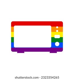 Microwave sign illustration. Rainbow gay LGBT rights colored Icon at white Background. Illustration.