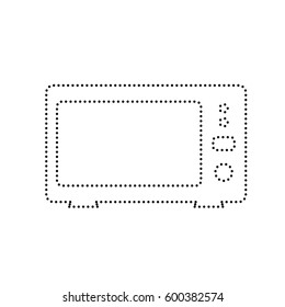 Microwave sign illustration. Vector. Black dotted icon on white background. Isolated.