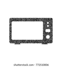 Microwave sign illustration. Vector. Black icon from many ovelapping circles with random opacity on white background. Noisy. Isolated.
