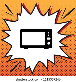 Microwave sign illustration. Vector. Comics style icon on pop-art background.