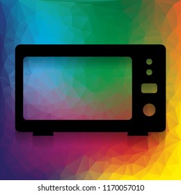 Microwave sign illustration. Vector. Flat style black icon on white.