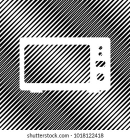 Microwave sign illustration. Vector. Icon. Hole in moire background.