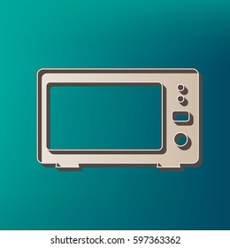Microwave sign illustration. Vector. Icon printed at 3d on sea color background.