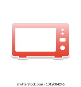 Microwave sign illustration. Vector. Reddish icon with white and gray shadow on white background. Isolated.
