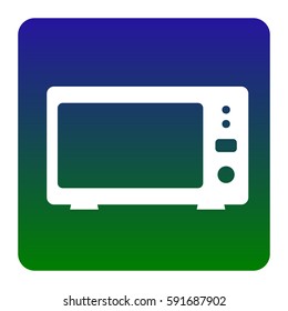 Microwave sign illustration. Vector. White icon at green-blue gradient square with rounded corners on white background. Isolated.