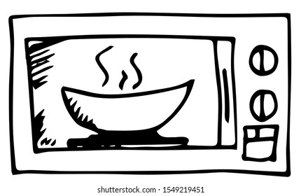 microwave sketch vector illustration doodle isolated on white background. drawn by hand.