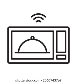 microwave smart home isolated line icon