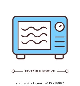 Microwave technology line color icon. Electromagnetic waves. Disinfection methodology. Heating, sterilization. Isolated vector illustration. Flat colorful symbol design. Editable stroke