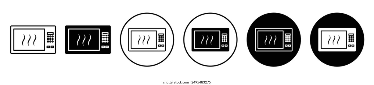 Conjunto de iconos de Vector de línea fina de microondas.