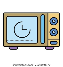 Microwave timer icon. Outline microwave timer vector icon color flat isolated