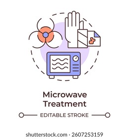 Microwave treatment multi color concept icon. Electromagnetic waves, waste disinfect. Round shape line illustration. Abstract idea. Graphic design. Easy to use in presentation, article